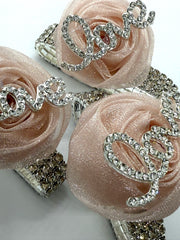 Blush Rose Rhinestone Bracelet Corsage