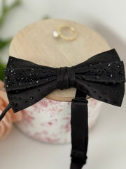 Black Beaded Bow Tie