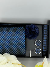 Black & Electric Blue Dot Luxury Tie Gift Set