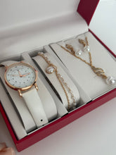 Luxury Watch & Pearl Jewelry Gift Set (4-Piece Bundle)
