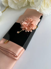 Men’s Champagne Satin Tie Set with Pocket Square & Lapel Flower