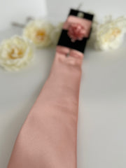 Men’s Champagne Blush Satin Tie Set with Lapel Flower & Tie Pin