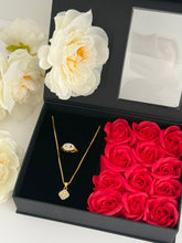 Gold Tone Square Pendant Necklace & Ring Jewelry Gift Set