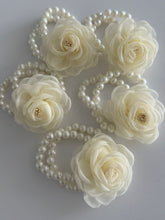 Elegant Ivory Floral Pearl Wrist Corsage Bracelet