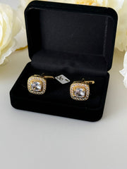 Luxury Golden Square Pavé Cufflinks