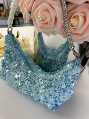 Women's Light Blue Sequin Shoulder Bag