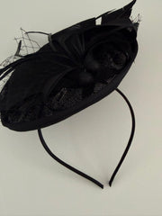 Luxury Black Feather Fascinator Hat for Women