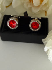 Red Round Cufflinks for Men