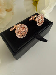 Luxury Rose Gold Tone Crystal Cufflinks