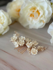 Luxury Handmade Pearl & Floral Bridal Hair Comb