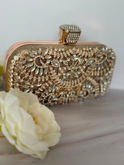 Luxury Gold Crystal Rhinestone Evening Clutch