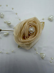 Champagne Rose & Pearl Pin Corsage