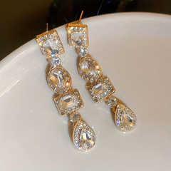 Elegant Gold-Tone Crystal Drop Earrings