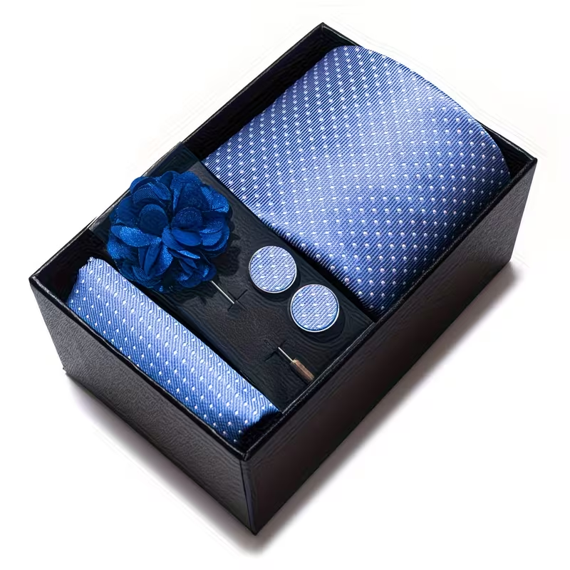 Light Blue Polka Dot Tie Gift Set