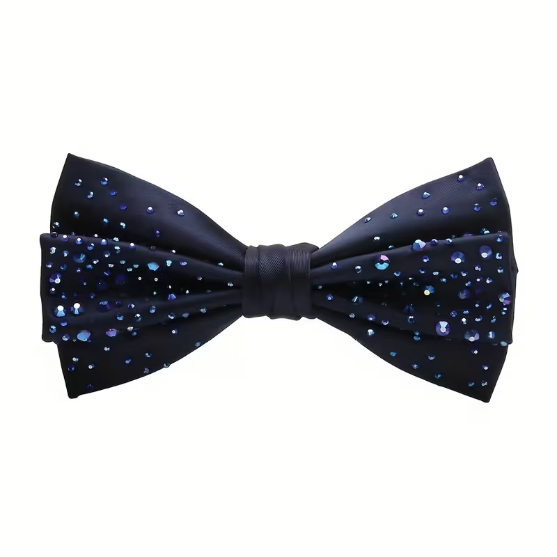 Navy Blue Bow Tie with Blue Crystal Detailing