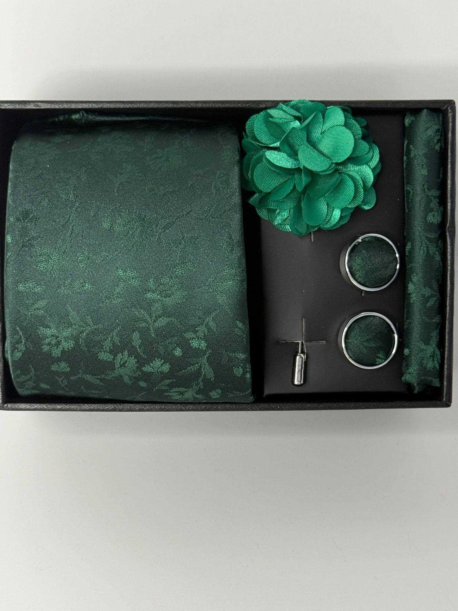 Emerald Green Floral Tie Gift Set