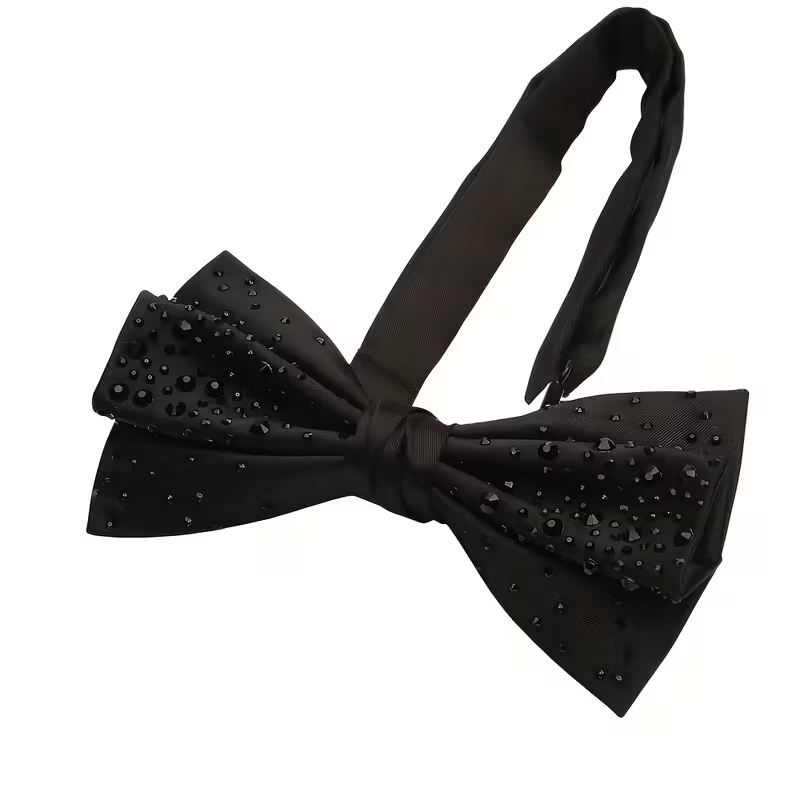 Black Beaded Bow Tie