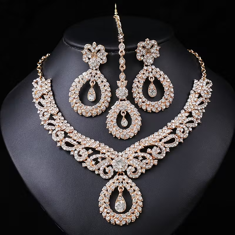 Gold Crystal Bridal Jewelry Set