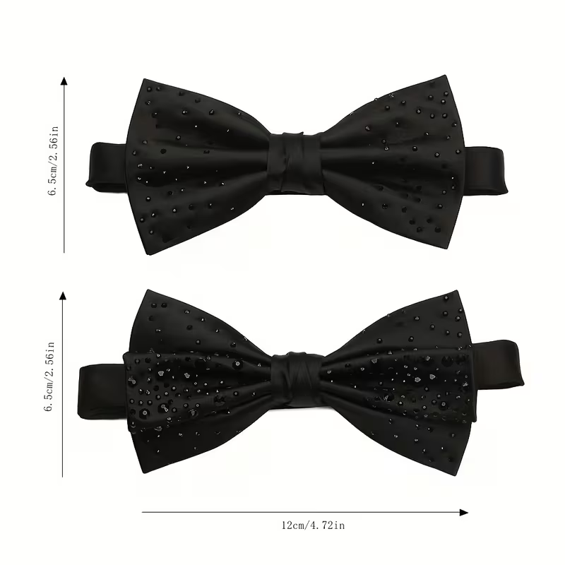 Navy Blue Bow Tie with Blue Crystal Detailing