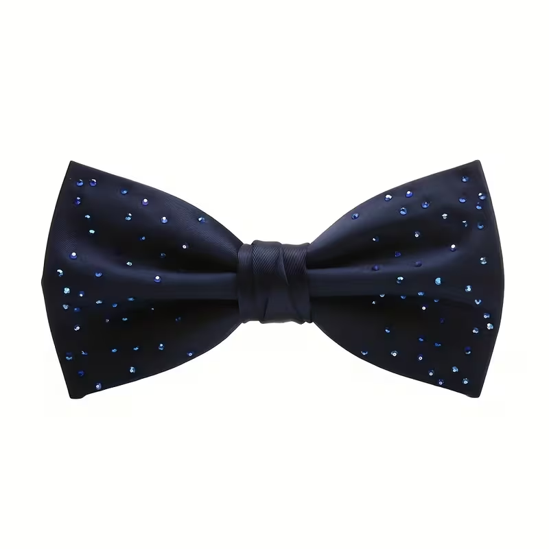 Navy Blue Bow Tie with Blue Crystal Detailing