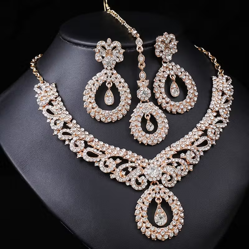 Gold Crystal Bridal Jewelry Set