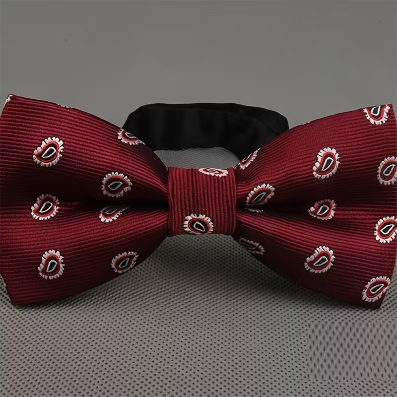 Burgundy Paisley Bow Tie