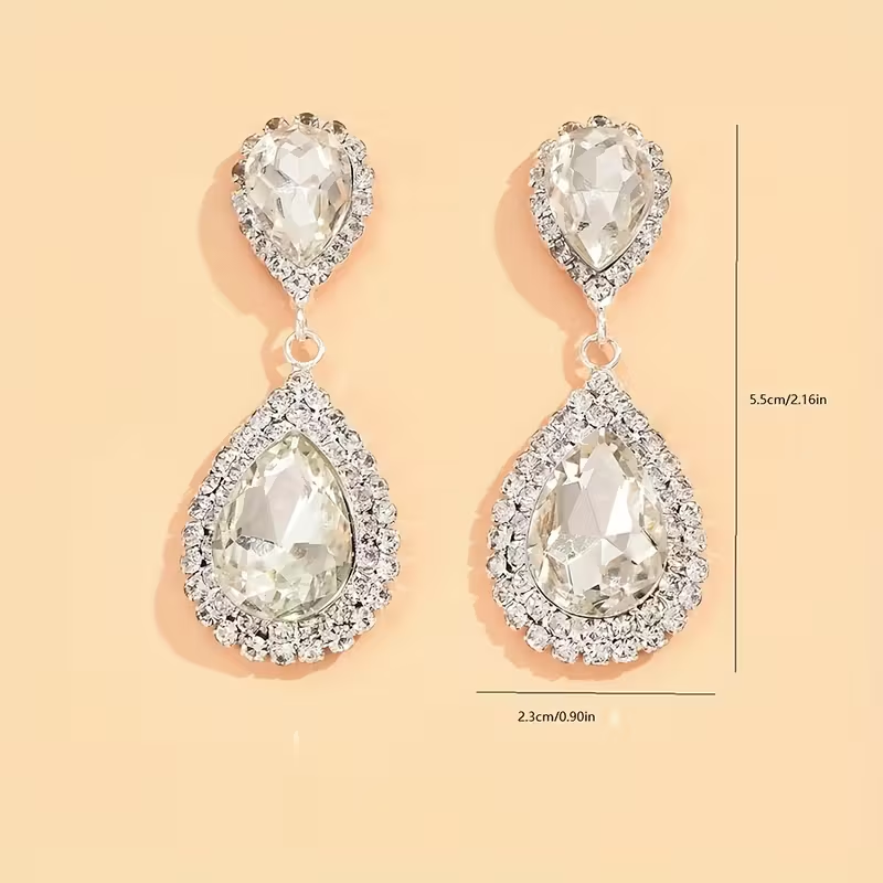 Red Teardrop Crystal Drop Earrings