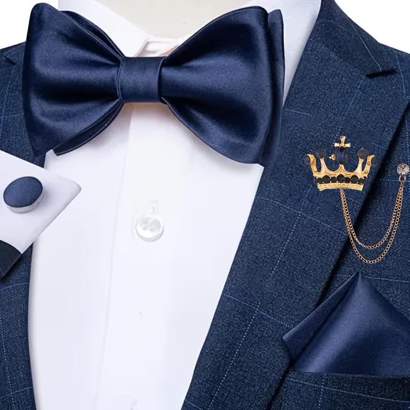 Navy Bow Tie & Accessories Set