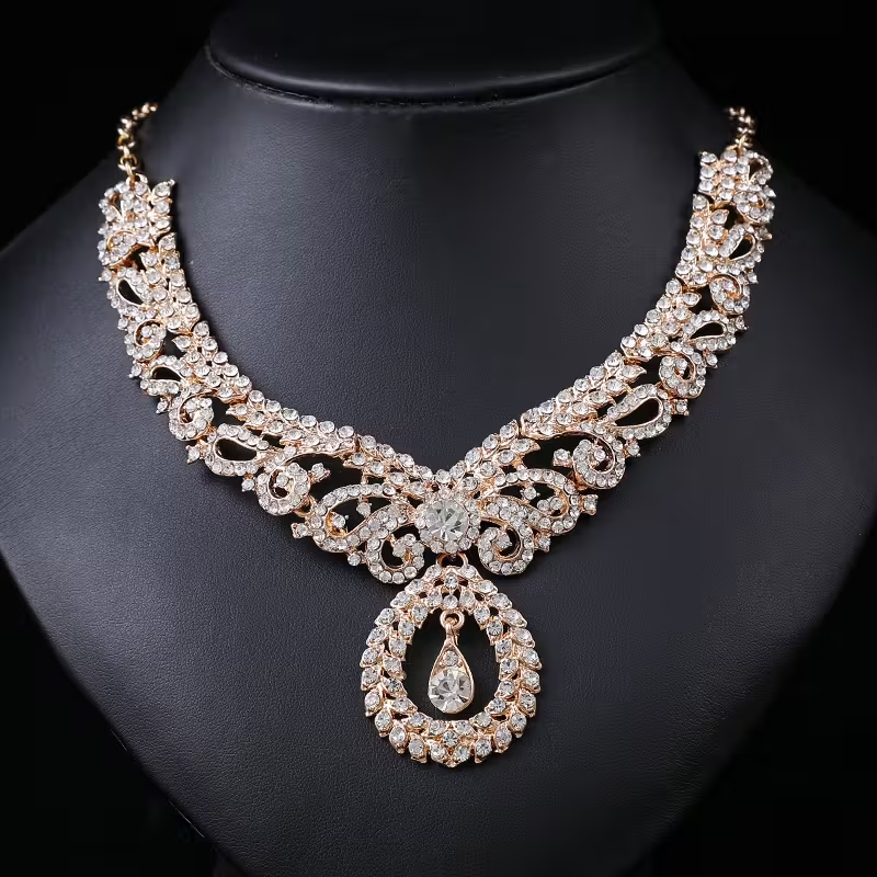 Gold Crystal Bridal Jewelry Set