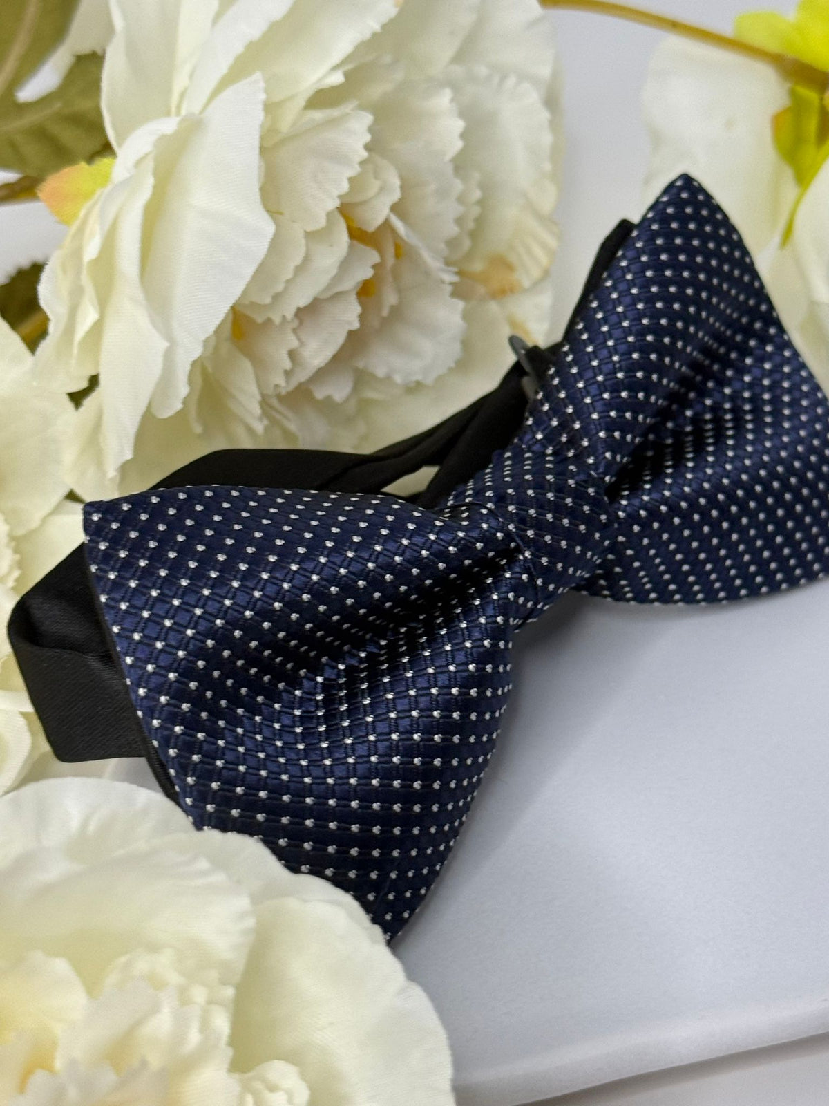Navy Blue Textured Bow Tie