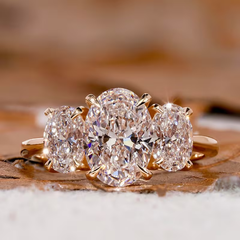 18K Gold Plated Three-Stone Statement Ring