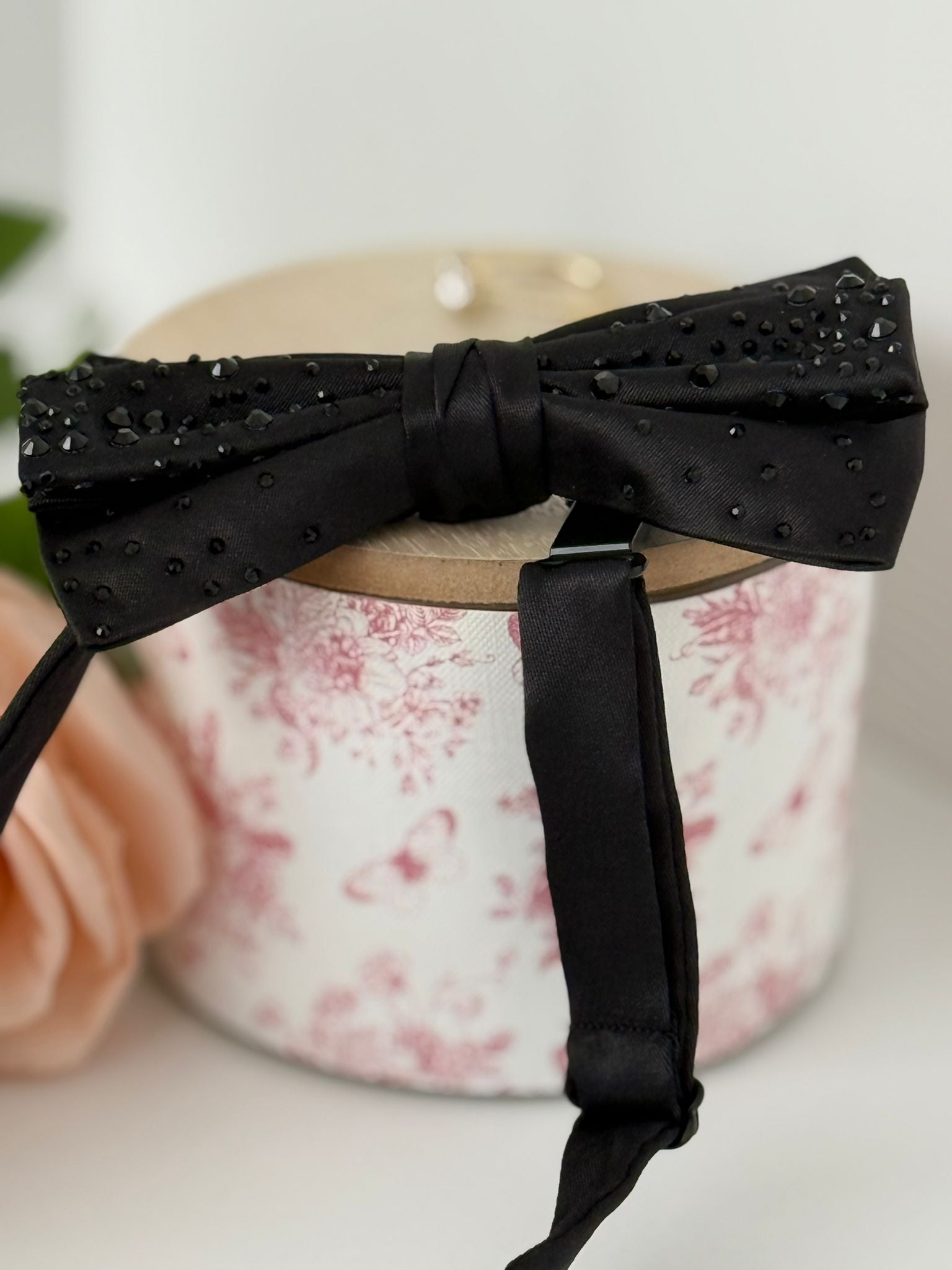 Black Beaded Bow Tie