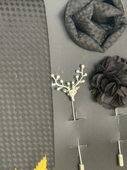 Premium Black Diamond Texture Luxury Tie Set