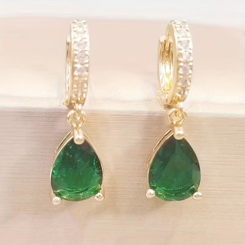 Luxury Emerald Green Teardrop Earrings