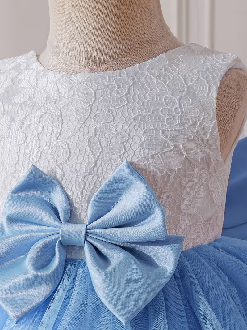 Sky Blue Princess Lace & Tulle Dress for Girls
