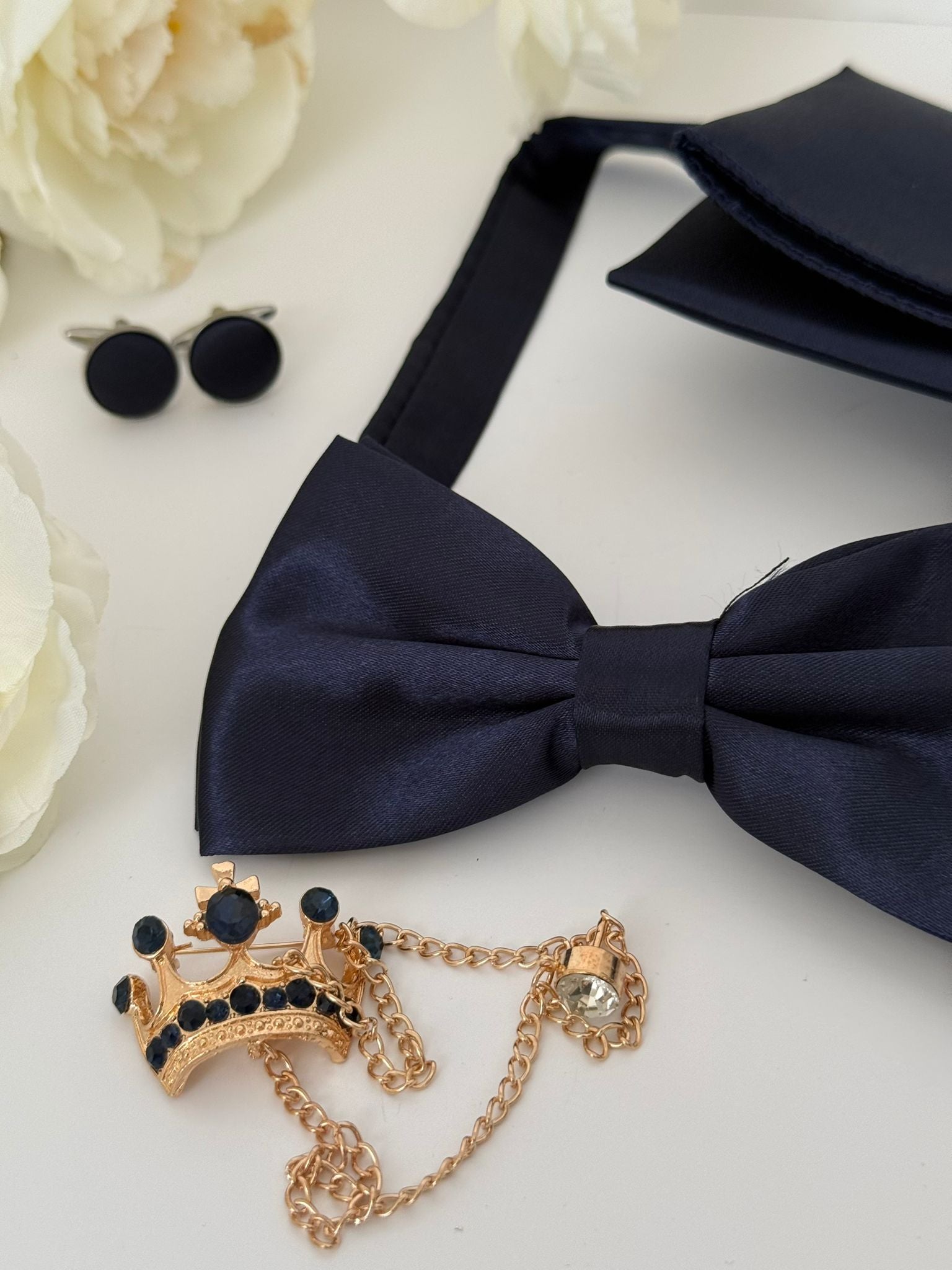 Navy Bow Tie & Accessories Set