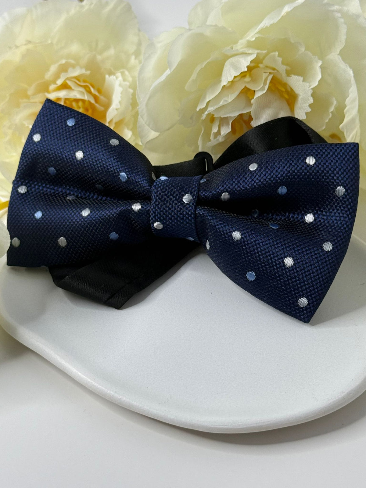 Navy Blue Polka Dot Bow Tie