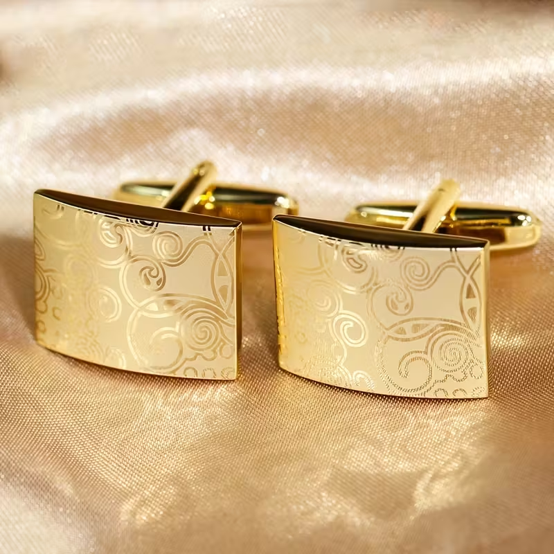 Geometric Pattern Golden Cufflinks