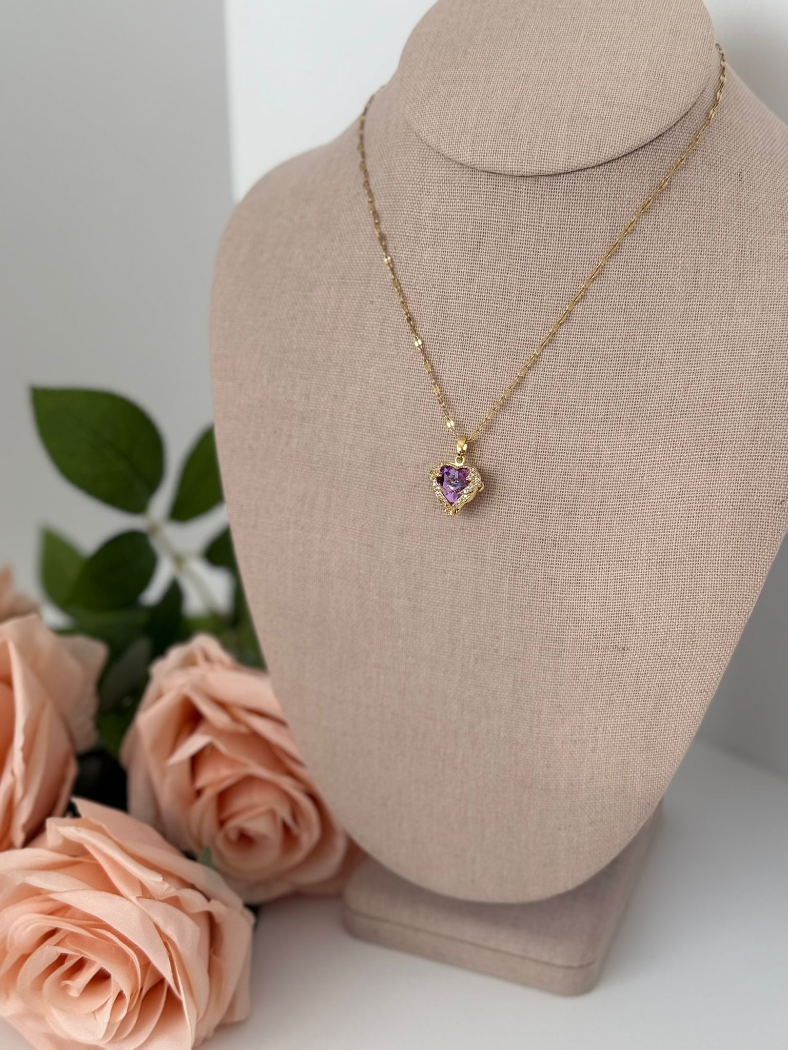 Purple Heart Pendant Necklace