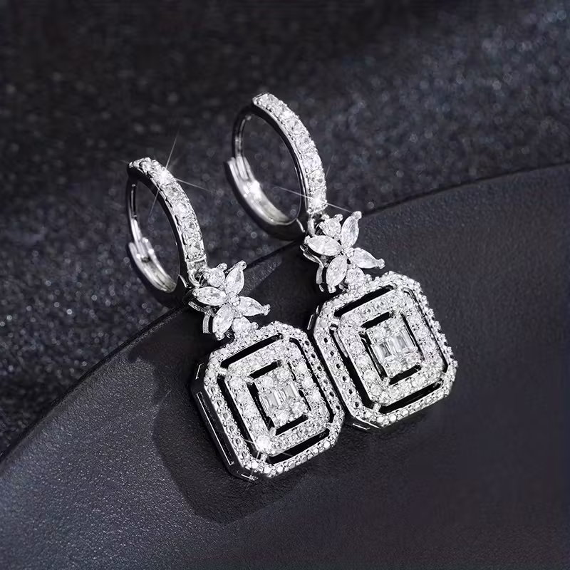 Luxury Geometric Crystal Drop Earrings