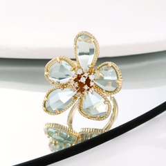Turquoise Floral Adjustable Statement Ring