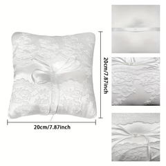 Elegant White Satin Lace Ring Bearer Pillow