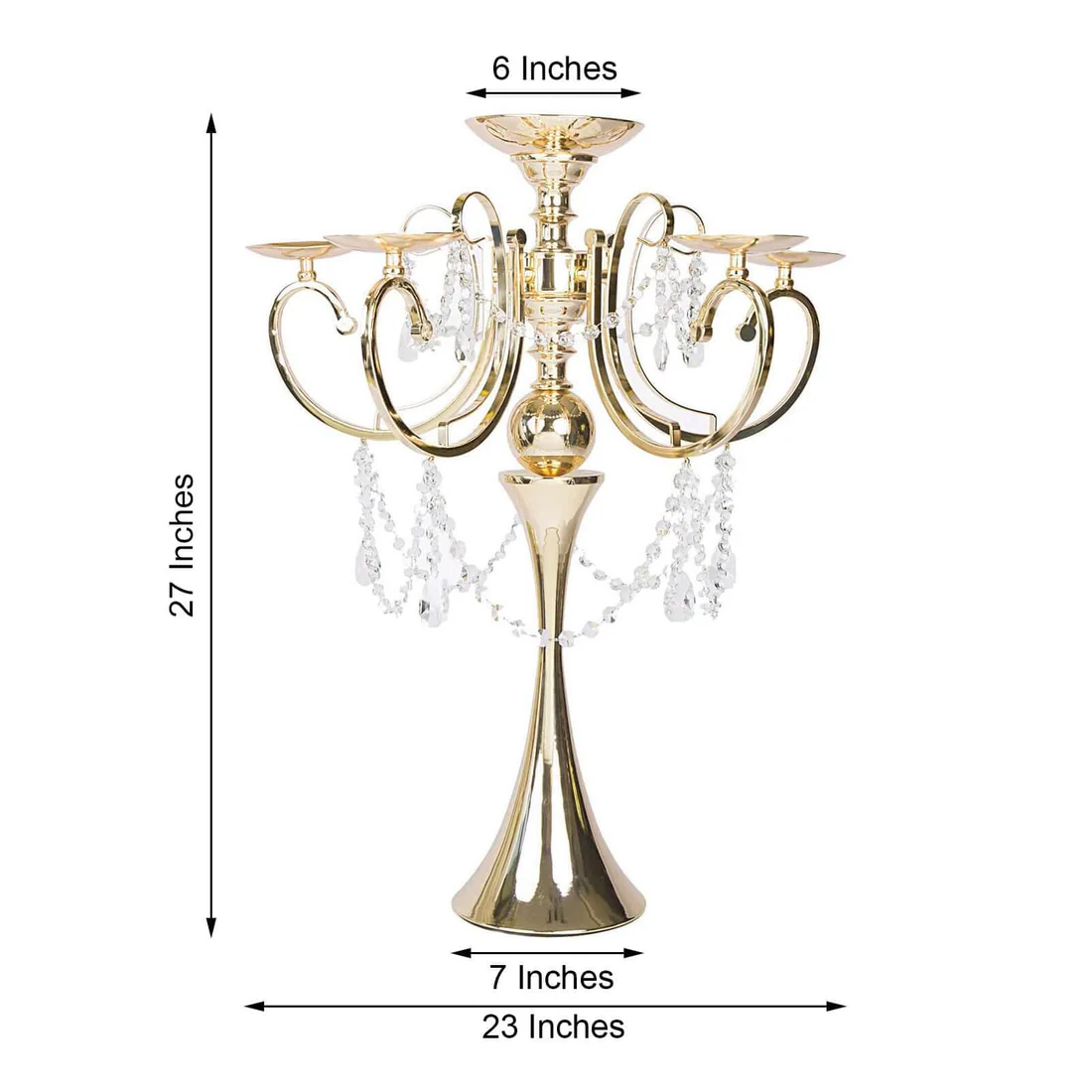 RENTAL - Gold Crystal Wedding Candelabras – Package of 2 - RENTAL