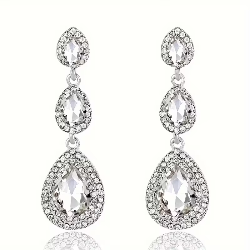 Luxury Triple Teardrop Crystal Earrings