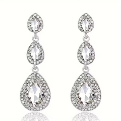 Luxury Triple Teardrop Crystal Earrings