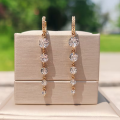 Gold Multi Crystal Drop Earrings