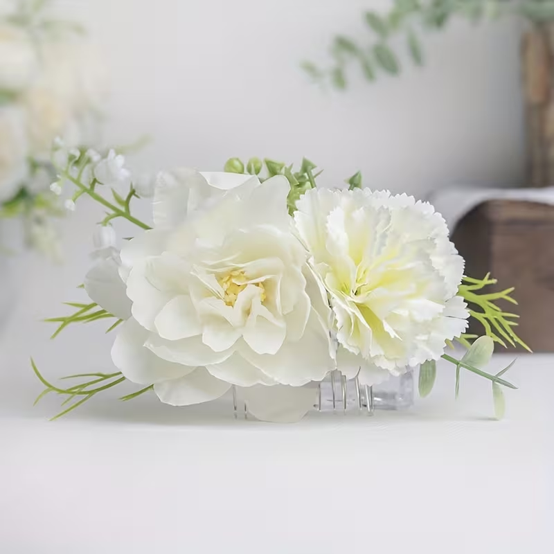 White Floral Bridal Hair Comb