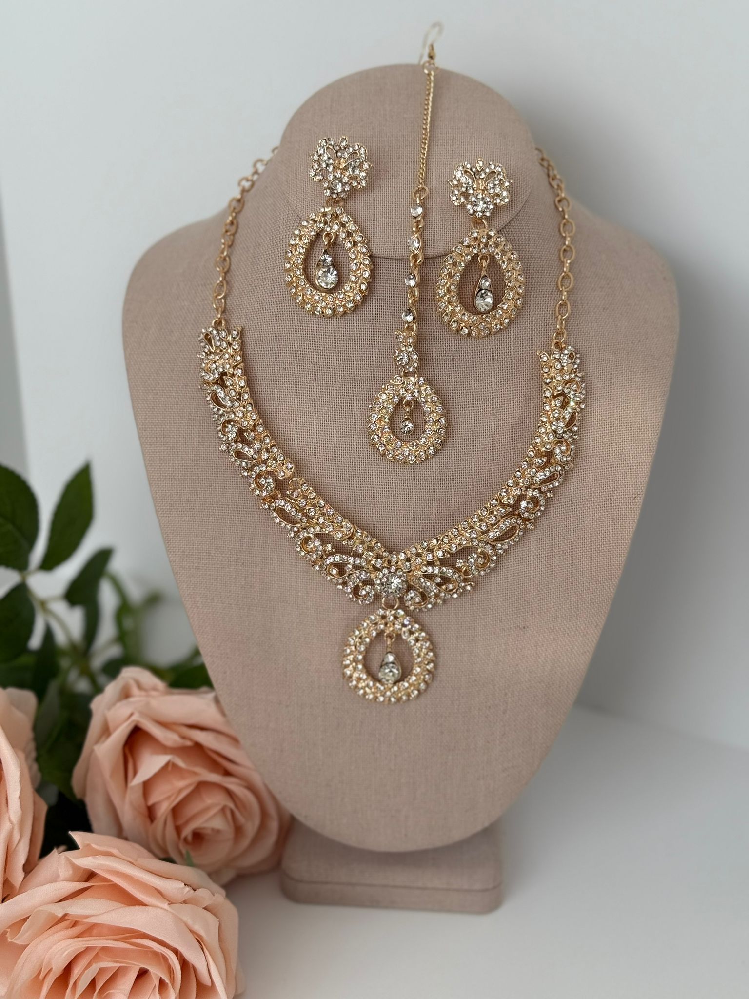 Gold Crystal Bridal Jewelry Set