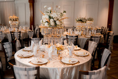 RENTAL - Crystal & Gold Wedding Centerpiece – Elegant Event Table Decor - RENTAL