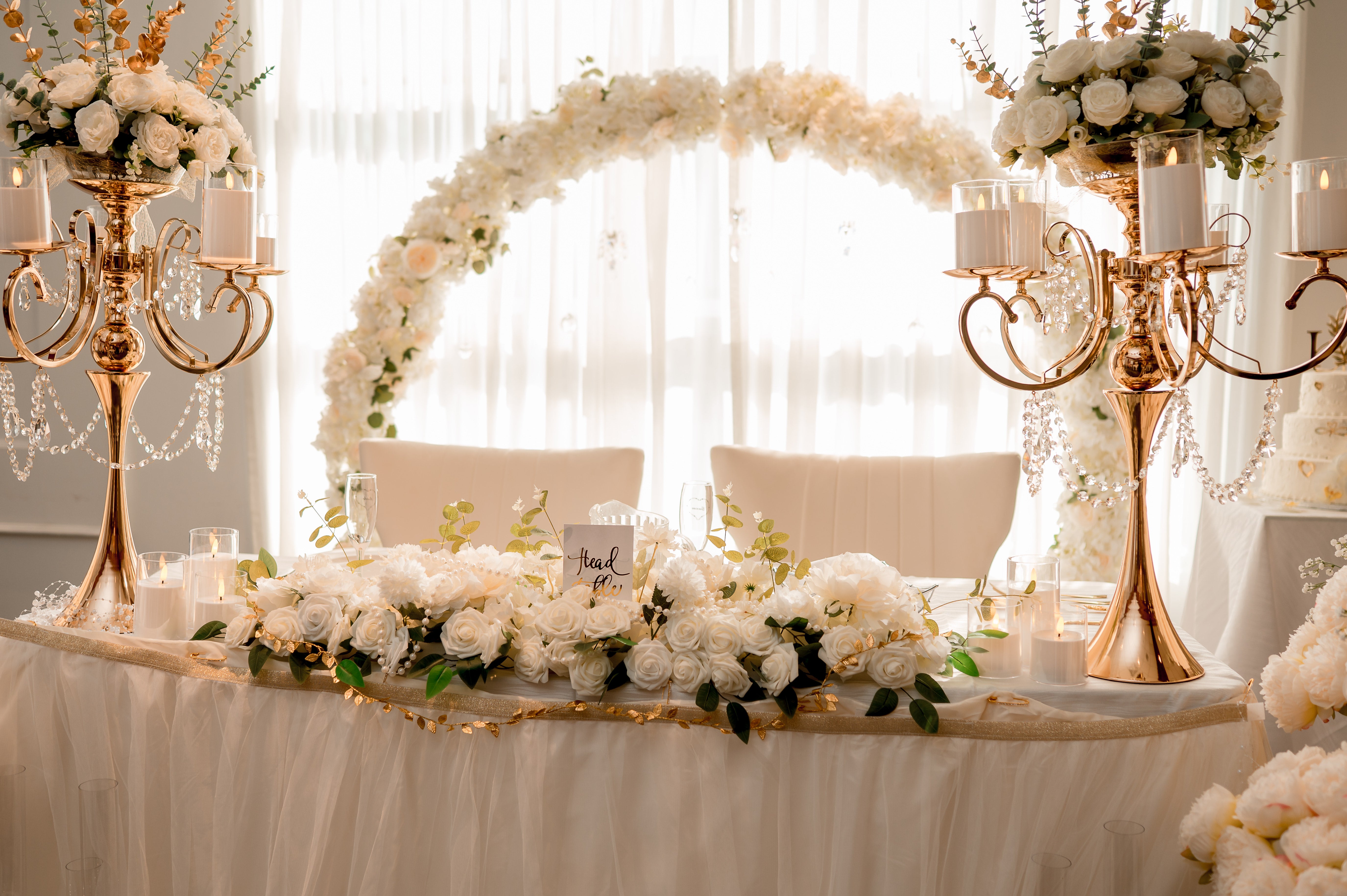RENTAL - Gold Crystal Wedding Candelabras – Package of 2 - RENTAL